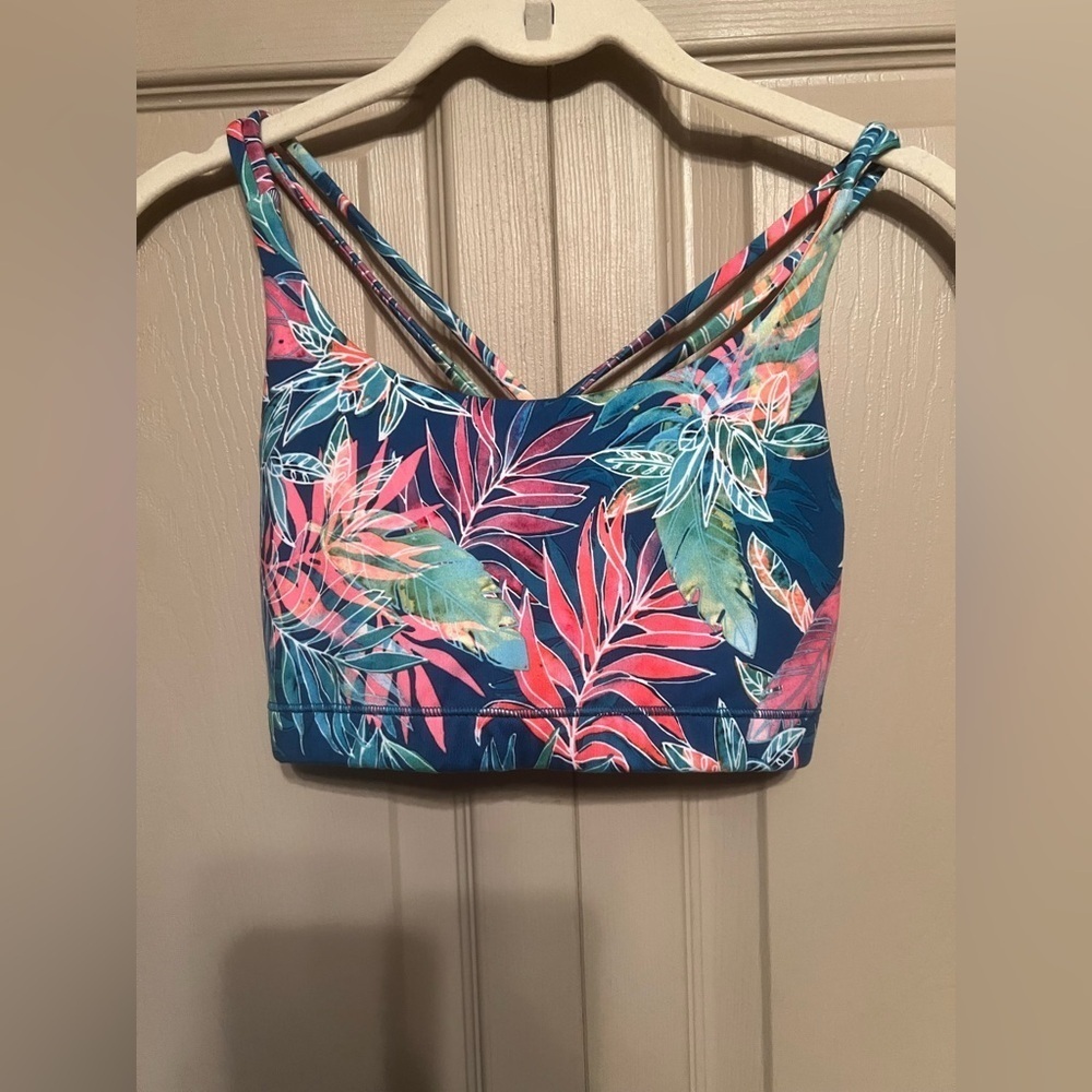 Athleta Kids Swim Top - Blue and Pink Tropical Print